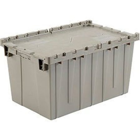 MONOFLO INTERNATIONAL Global Industrial„¢ Plastic Attached Lid Shipping & Storage Container 25-1/4x16-1/4x13-3/4 Gray DC-2515-14